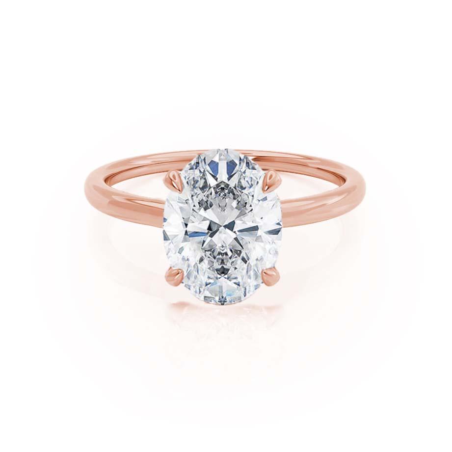 1.50 CT Oval Shaped Moissanite Hidden Halo Style Engagement Ring