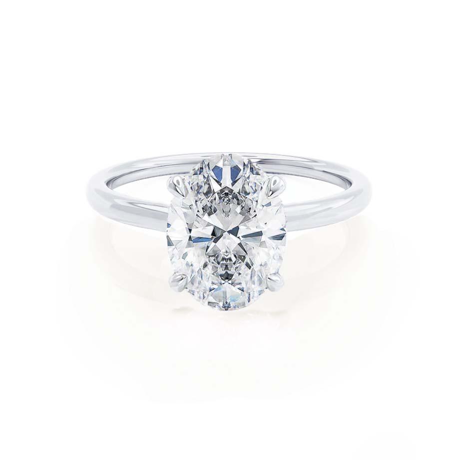 0.90 CT Oval Shaped Moissanite Hidden Halo Style Engagement Ring