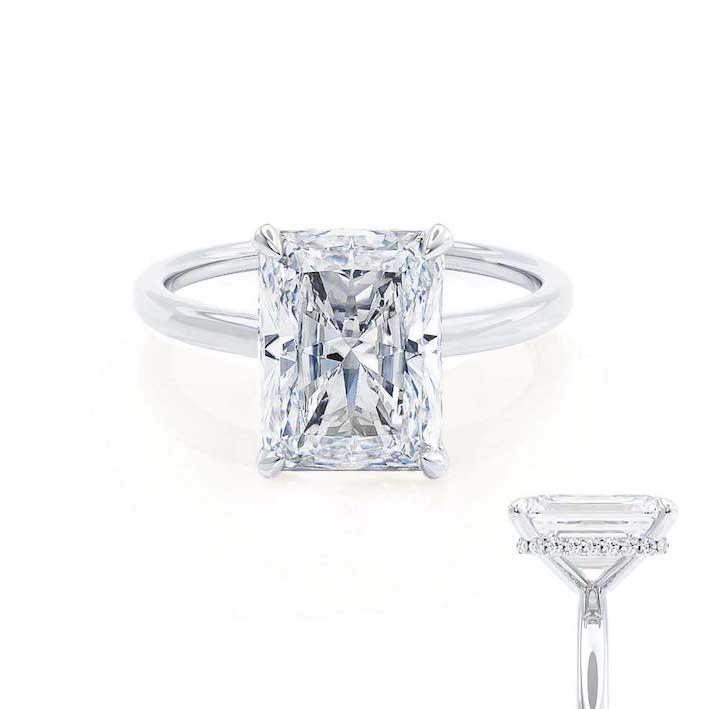 1.20 CT Radiant Shaped Moissanite Hidden Halo Engagement Ring