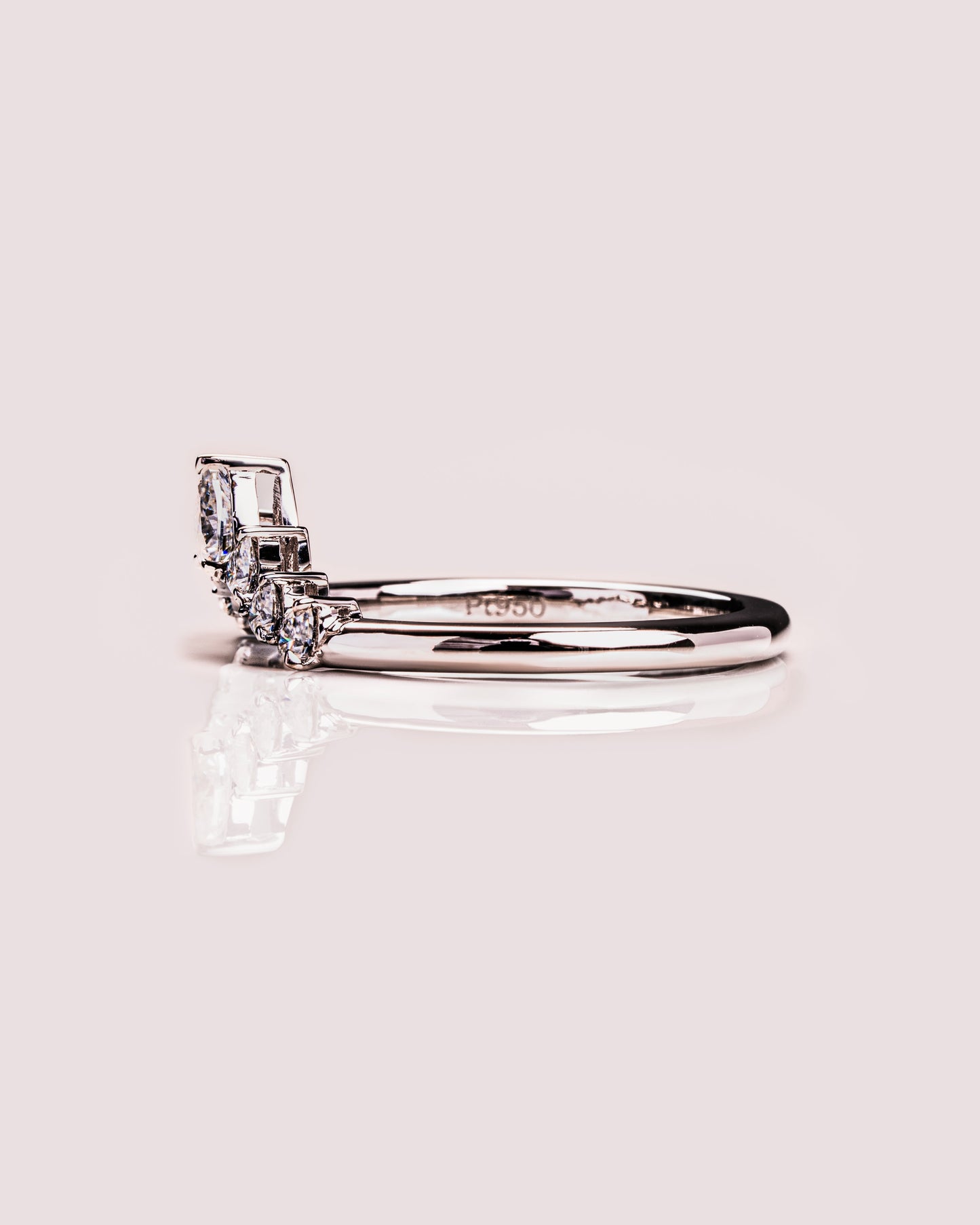 0.34 CT Pear Shaped Cluster Style Moissanite Wedding Band