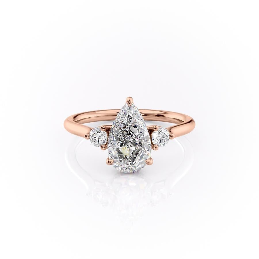 2.0 CT Pear Cut Three Stone Moissanite Engagement Ring