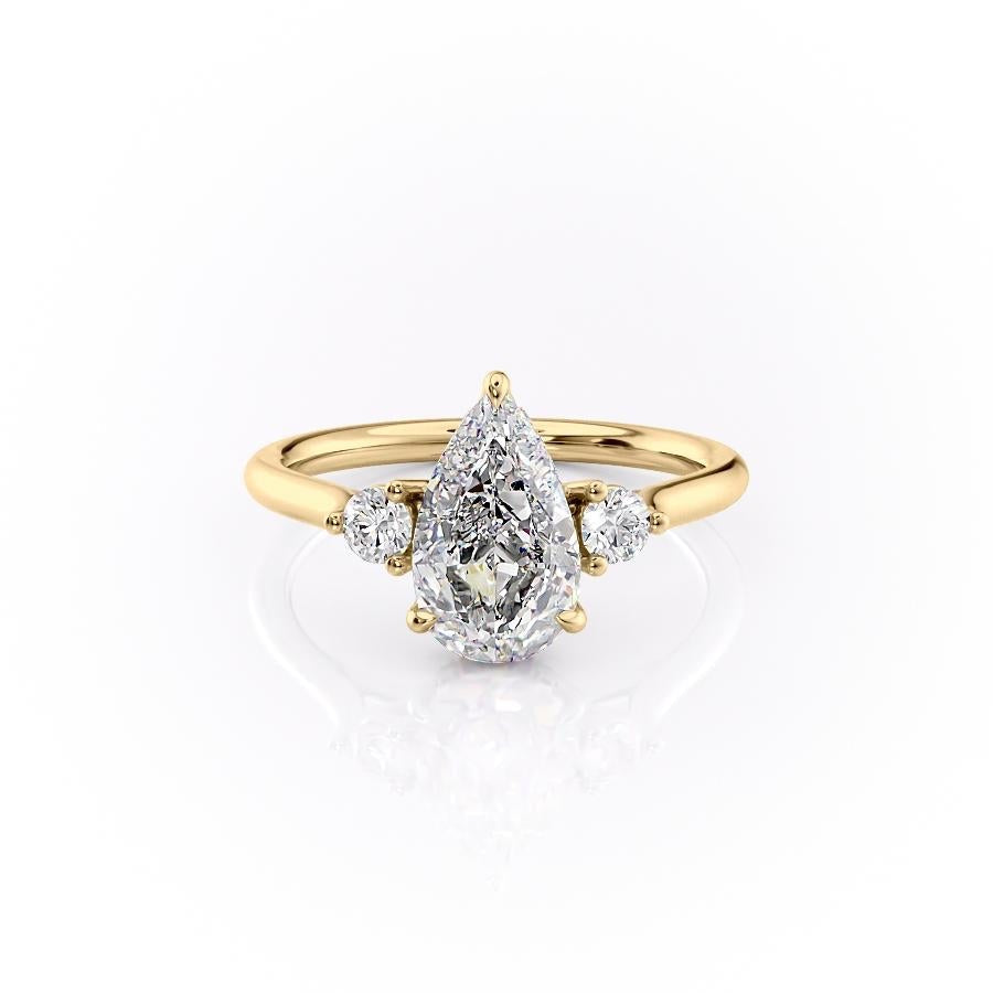 2.0 CT Pear Cut Three Stone Moissanite Engagement Ring