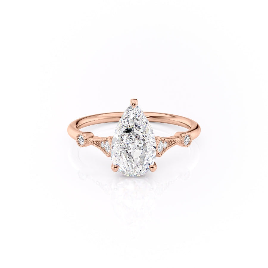 2.0 CT Pear Cut Solitaire Moissanite Engagement Ring.