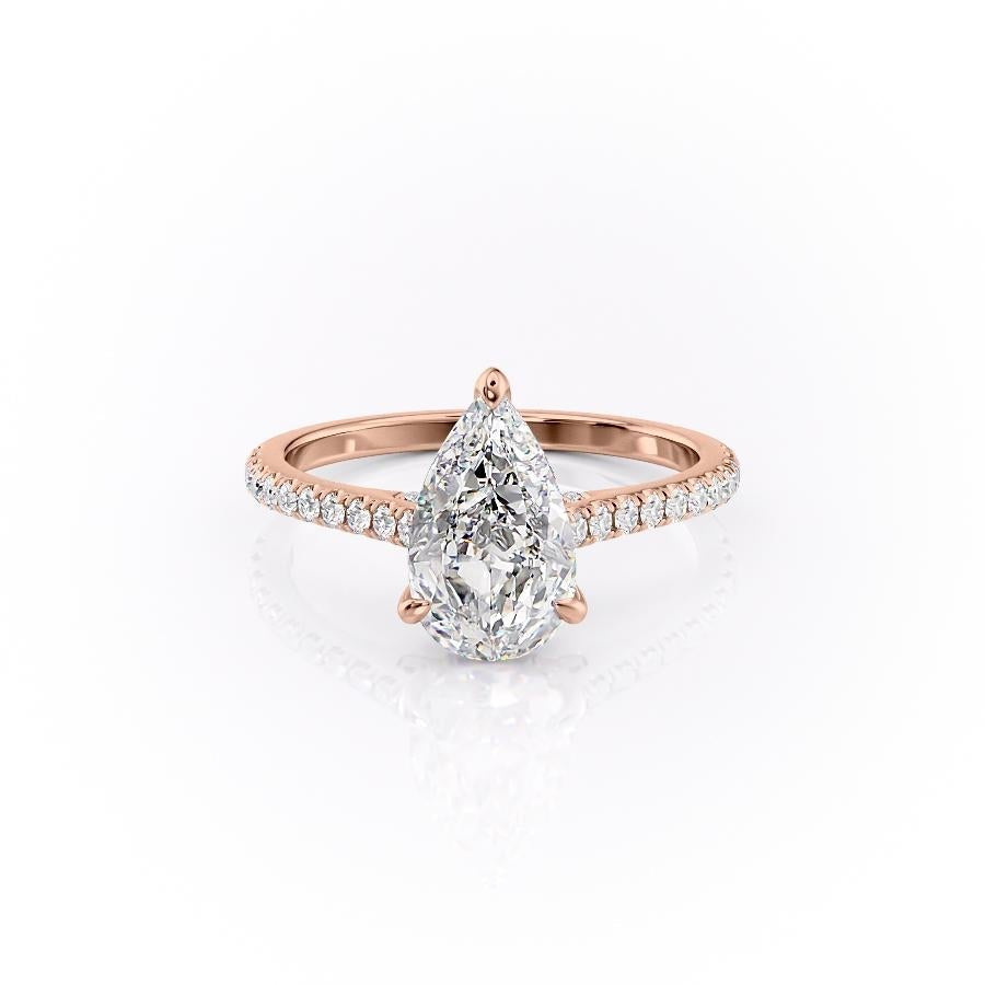 2.0 CT Pear Cut Solitaire Pave Setting Moissanite Engagement Ring