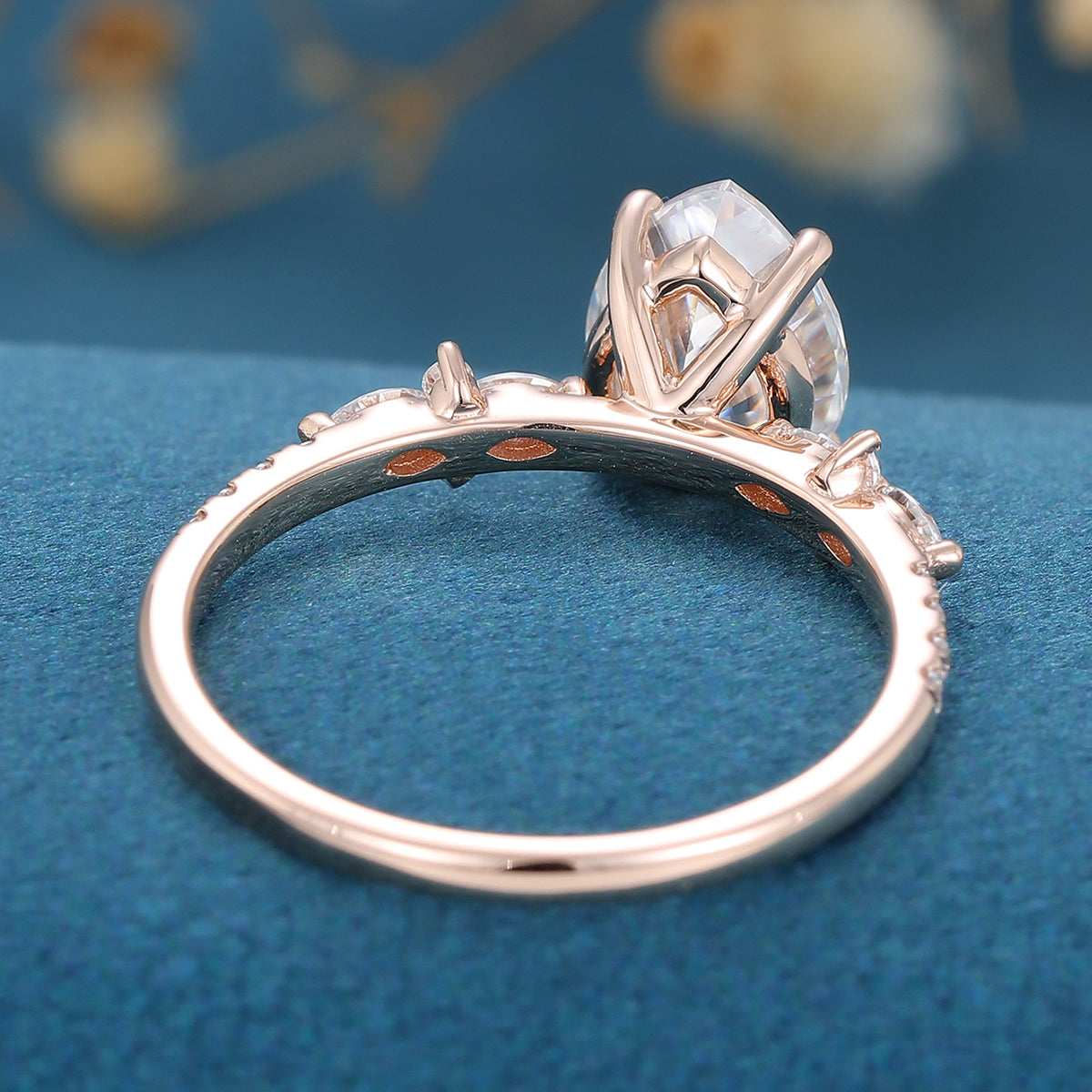 1.0 CT Pear Shaped Moissanite Solitaire Pave Engagement Ring