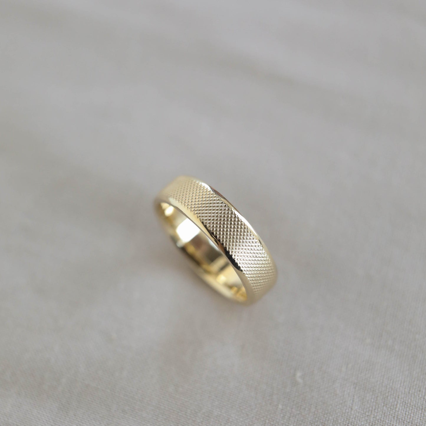 Classic Yellow Gold Textured Men's Band