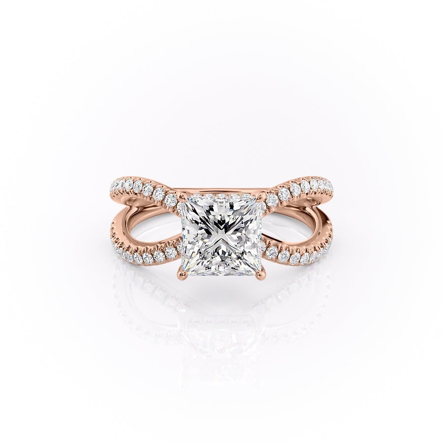 2.08 CT Princess Cut Solitaire Split Shank Setting Moissanite Engagement Ring