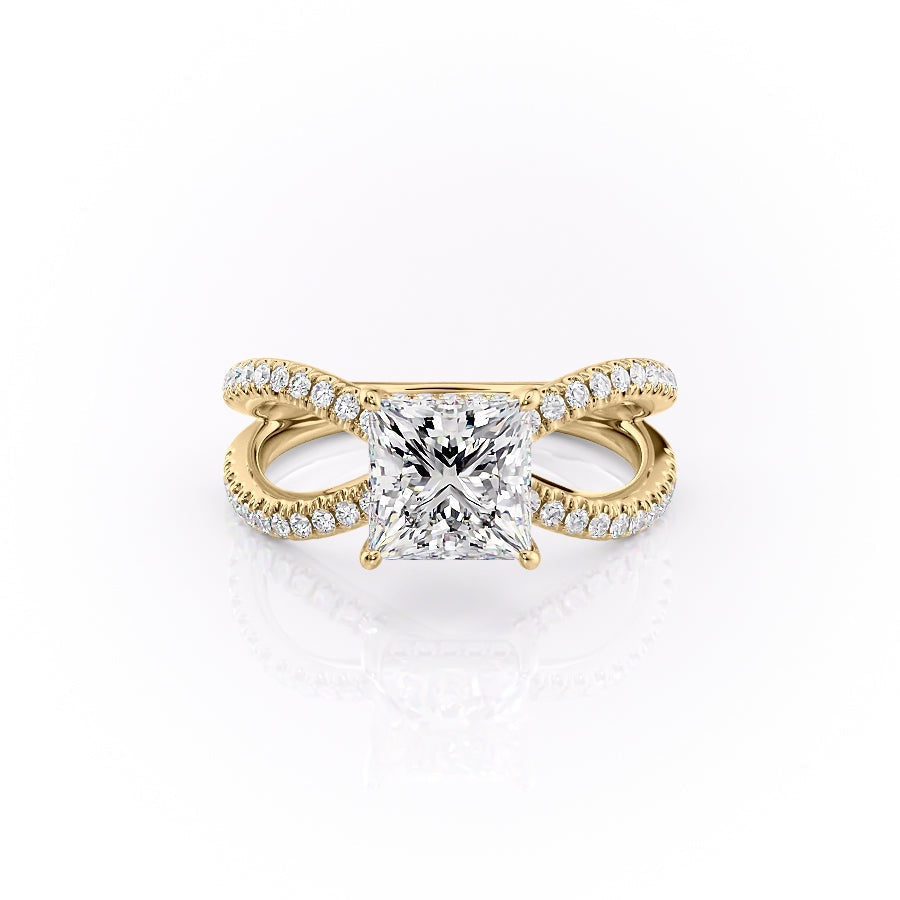 2.08 CT Princess Cut Solitaire Split Shank Setting Moissanite Engagement Ring