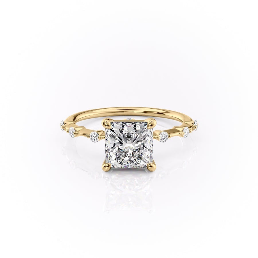 2.08 CT Princess Cut Solitaire Dainty Style Moissanite Engagement Ring