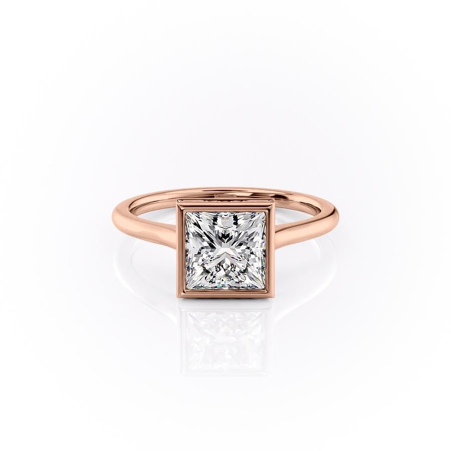 2.08 CT Princess Cut Bezel Solitaire Moissanite Engagement Ring