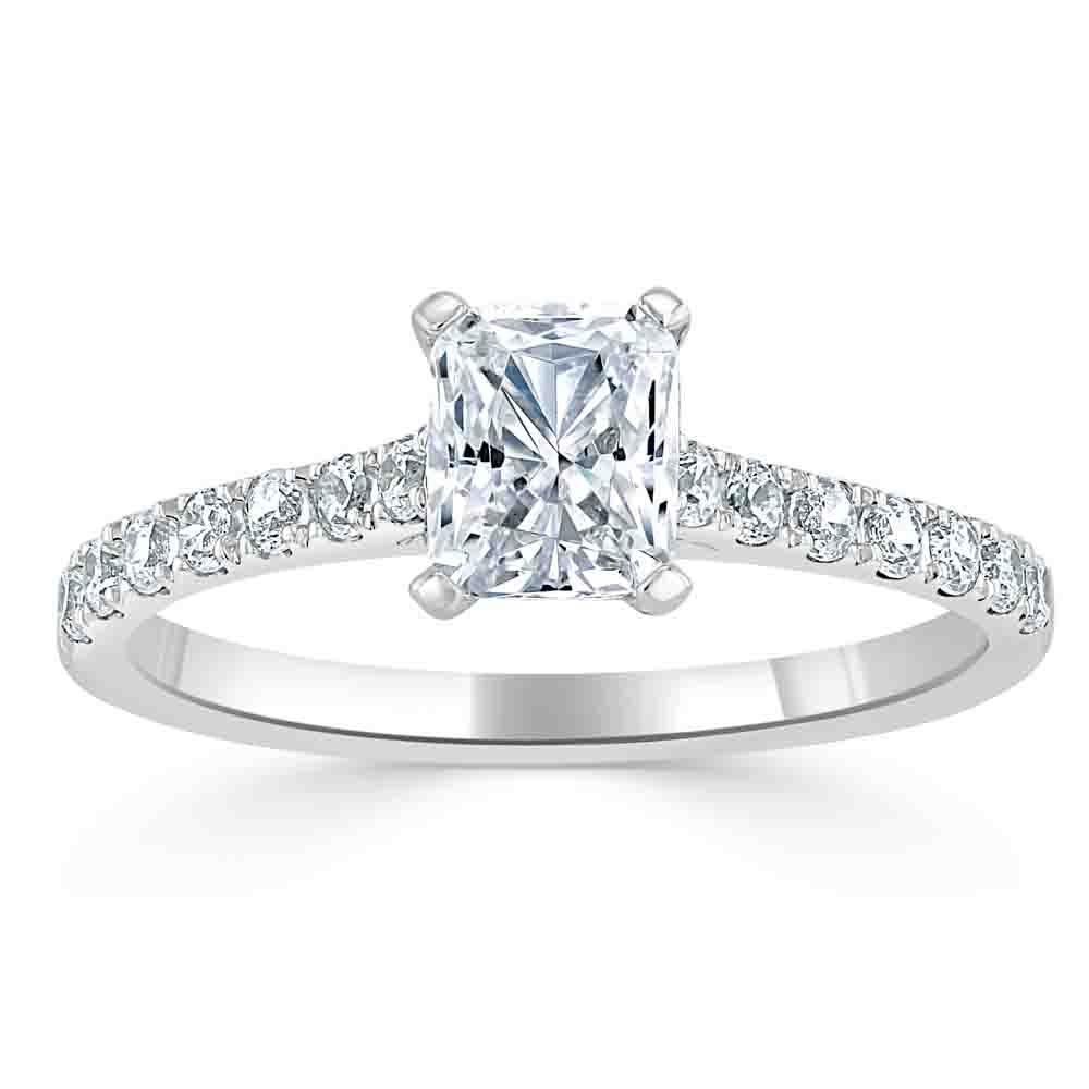 0.75 CT Radiant Cut Solitaire Pave Setting Engagement Ring