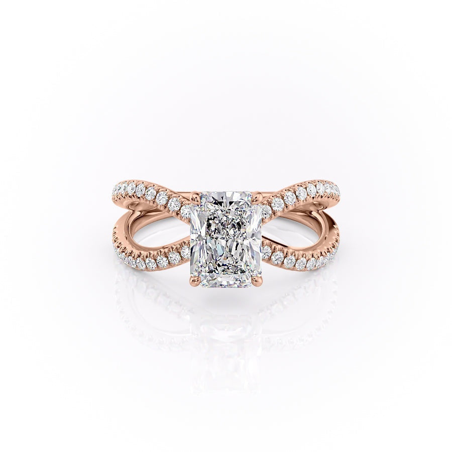 2.0 CT Radiant Cut Solitaire Split Shank Setting Moissanite Engagement Ring