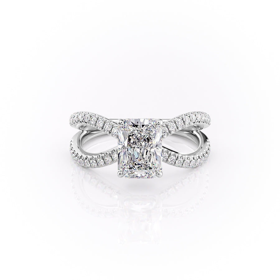 2.0 CT Radiant Cut Solitaire Split Shank Setting Moissanite Engagement Ring