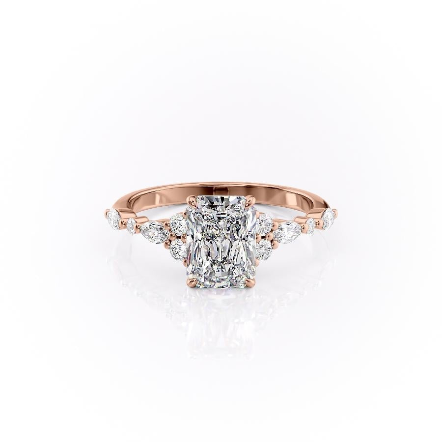 2.0 CT Radiant Cut Cluster Moissanite Engagement Ring