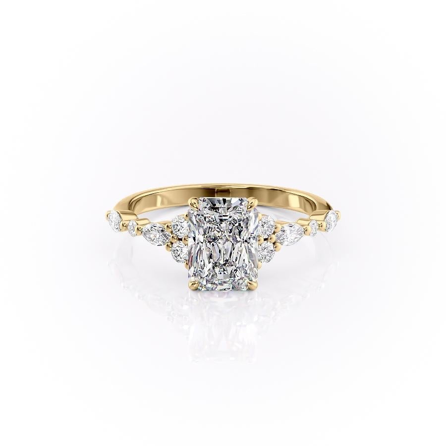 2.0 CT Radiant Cut Cluster Moissanite Engagement Ring