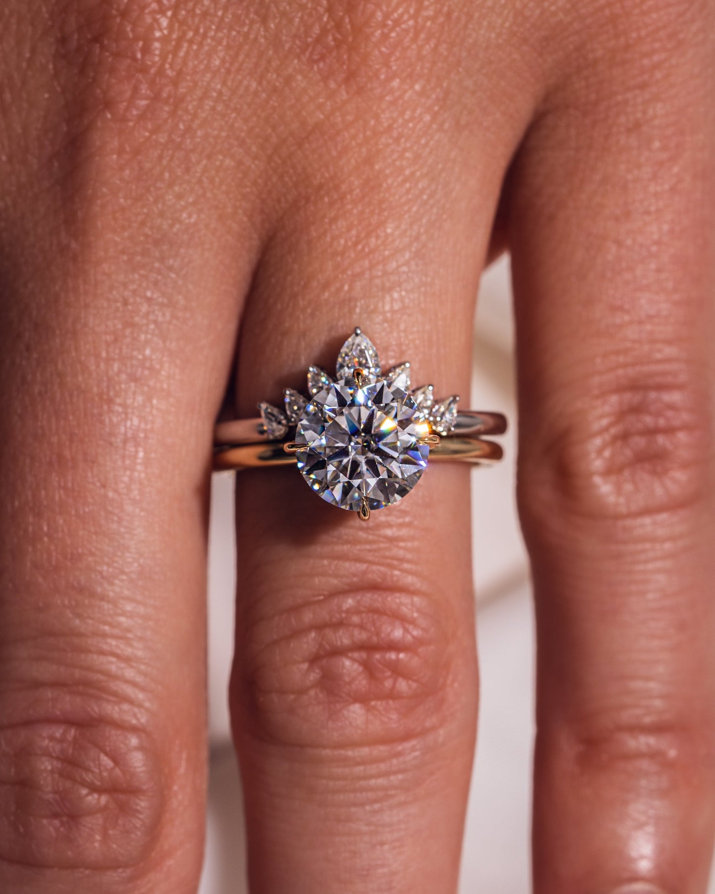 0.34 CT Pear Shaped Cluster Style Moissanite Wedding Band