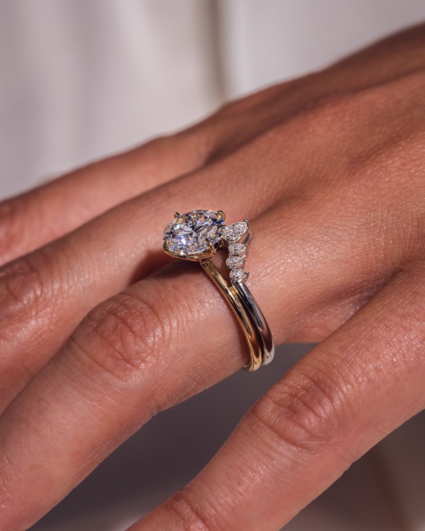 0.34 CT Pear Shaped Cluster Style Moissanite Wedding Band