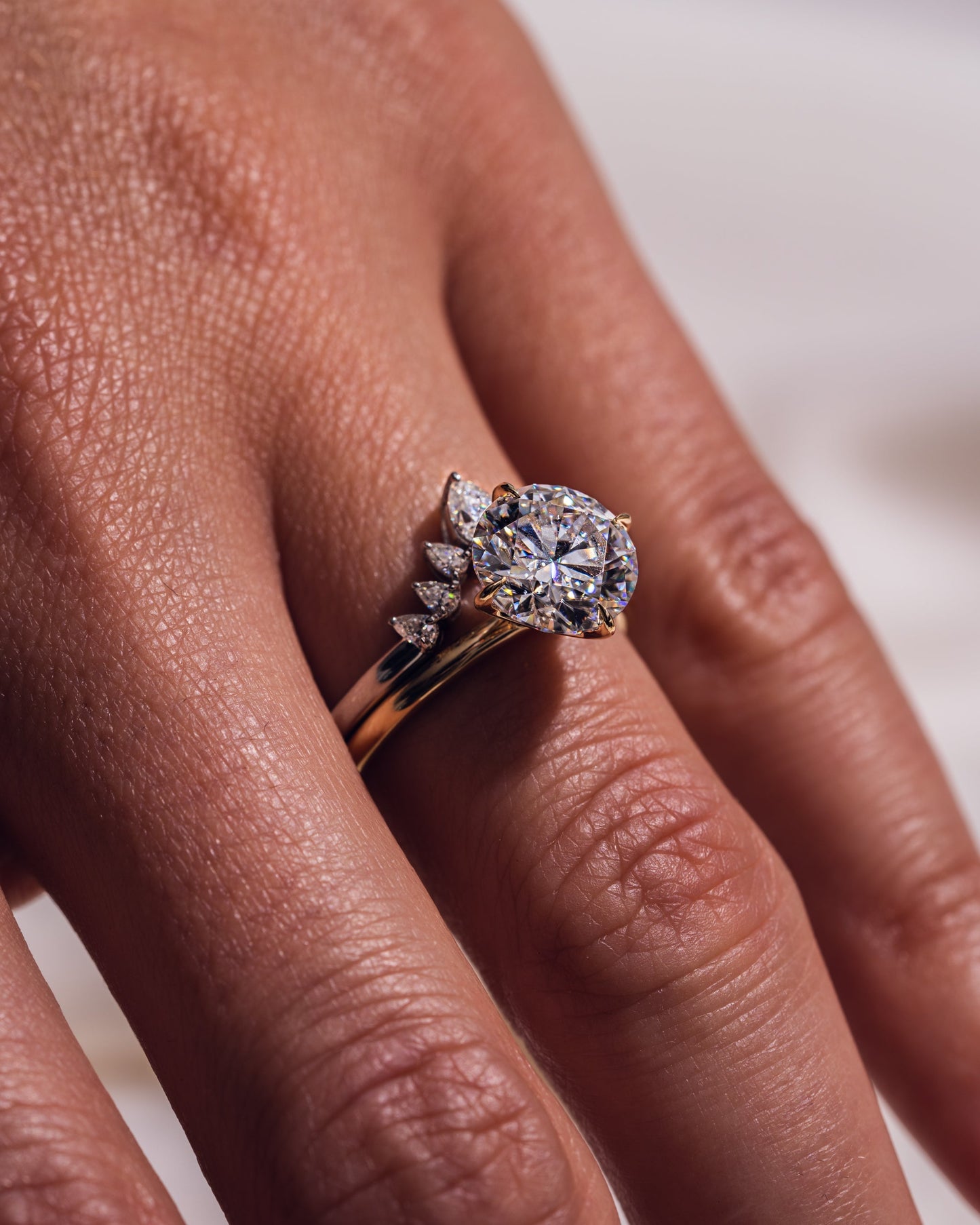 0.34 CT Pear Shaped Cluster Style Moissanite Wedding Band