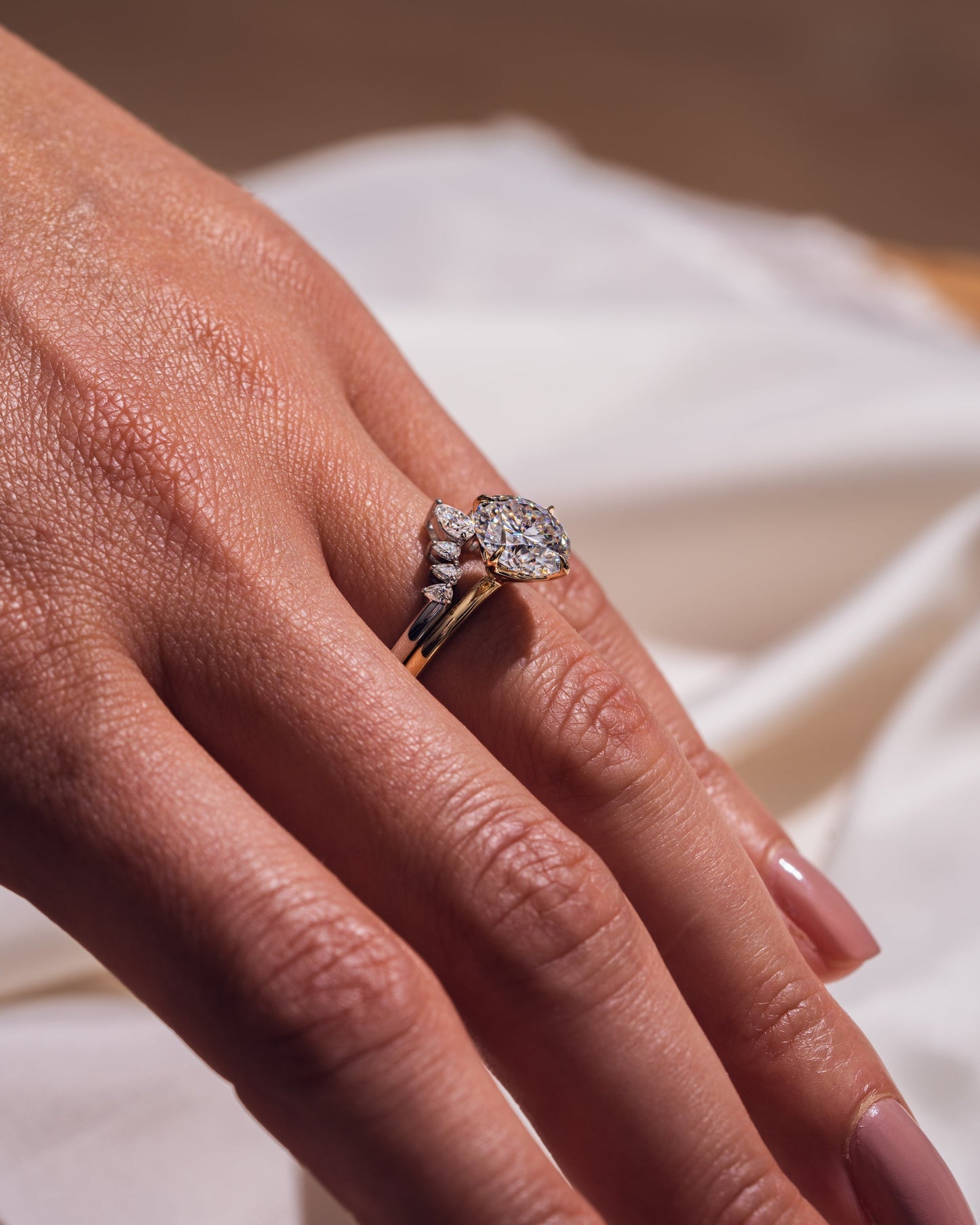 0.34 CT Pear Shaped Cluster Style Moissanite Wedding Band