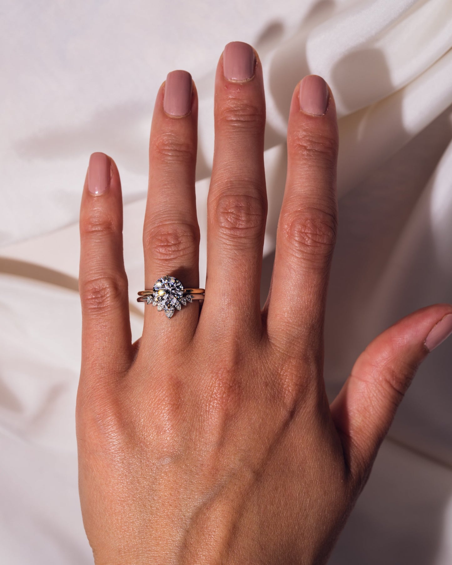 0.34 CT Pear Shaped Cluster Style Moissanite Wedding Band