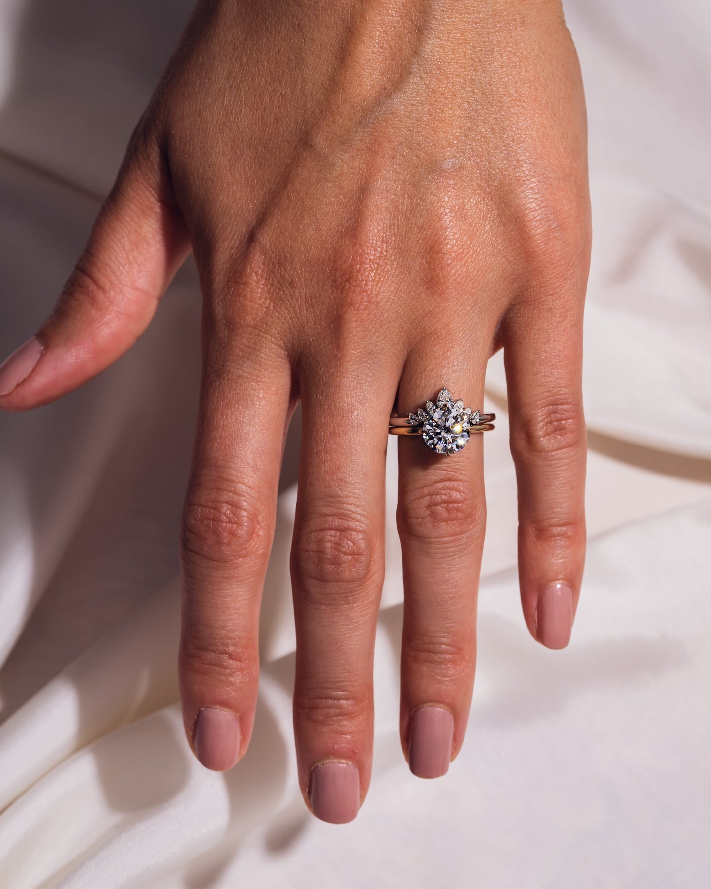 0.34 CT Pear Shaped Cluster Style Moissanite Wedding Band
