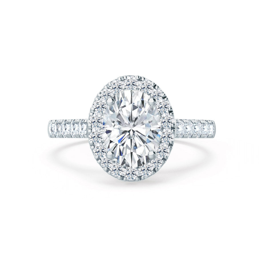 1.50 CT Oval Shaped Moissanite Halo Style Engagement Ring