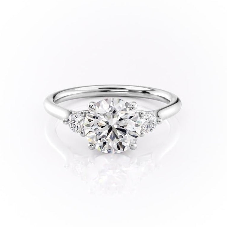 1.60 CT Round Cut Three Stone Moissanite Engagement Ring