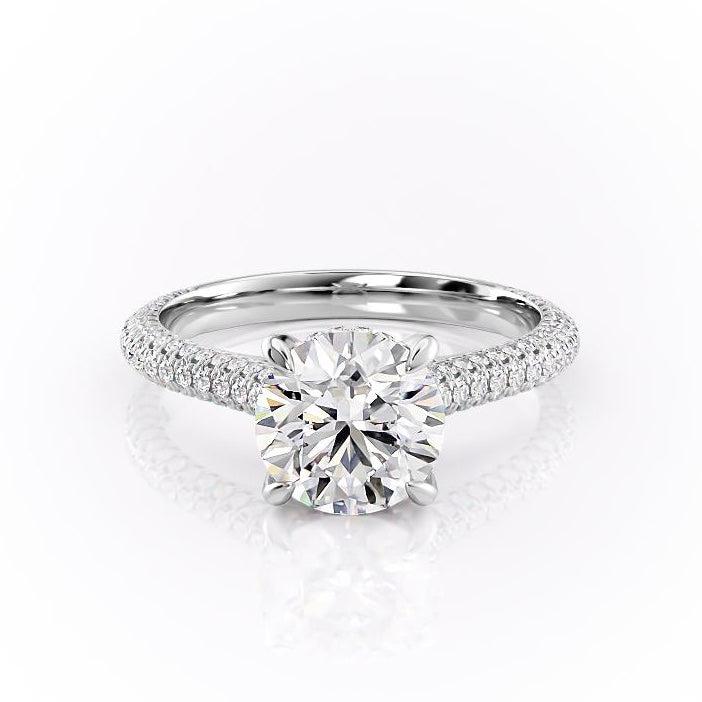 1.60 CT Round Cut Hidden Halo Triple Pave Moissanite Engagement Ring