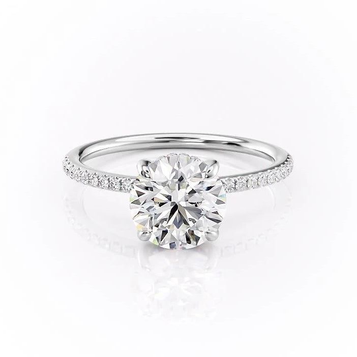 1.60 CT Round Cut Solitaire Pave Setting Moissanite Engagement Ring