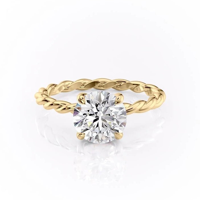 1.60 CT Round Cut Solitaire Twisted Rope Moissanite Engagement Ring