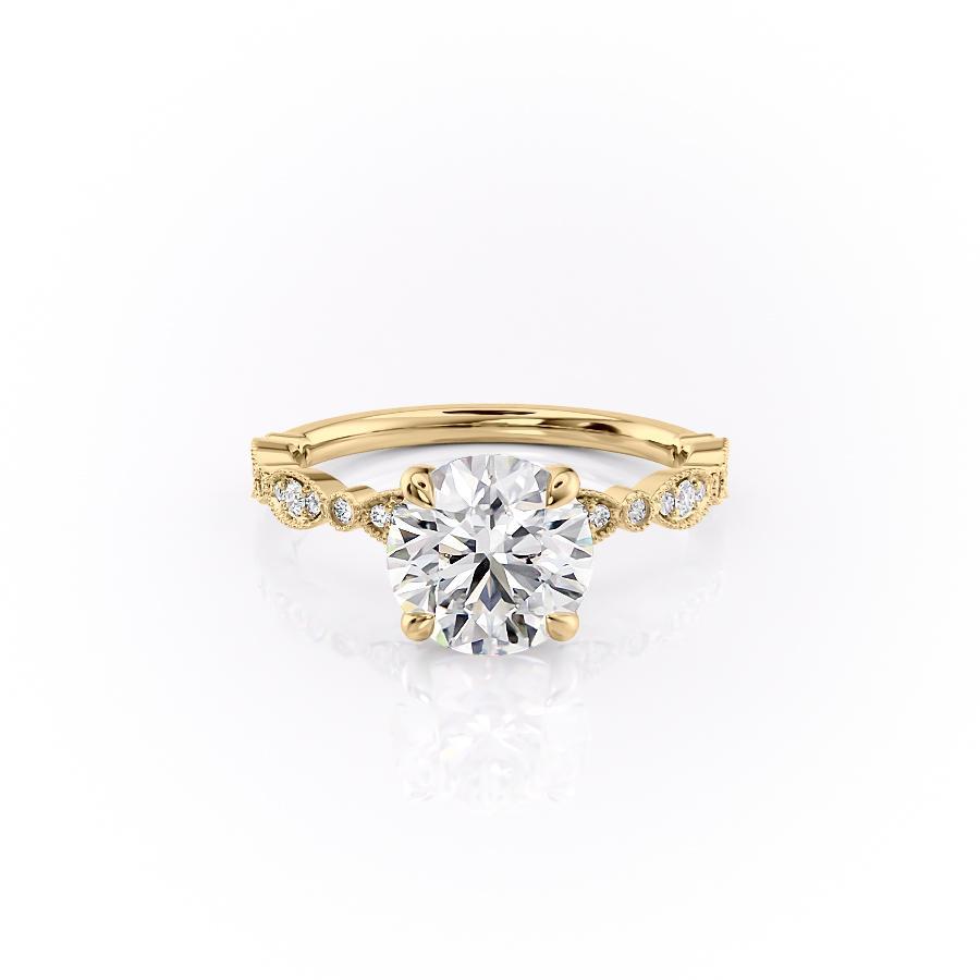 1.60 CT Round Cut Milgrain Solitaire Style Moissanite Engagement Ring