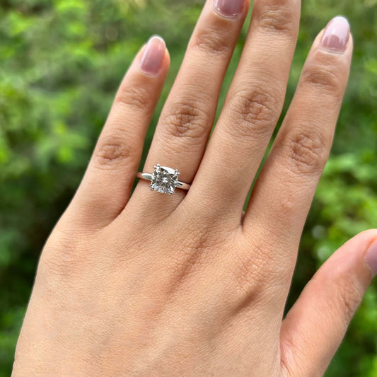 2.0 CT Cushion Cut Solitaire Moissanite Engagement Ring
