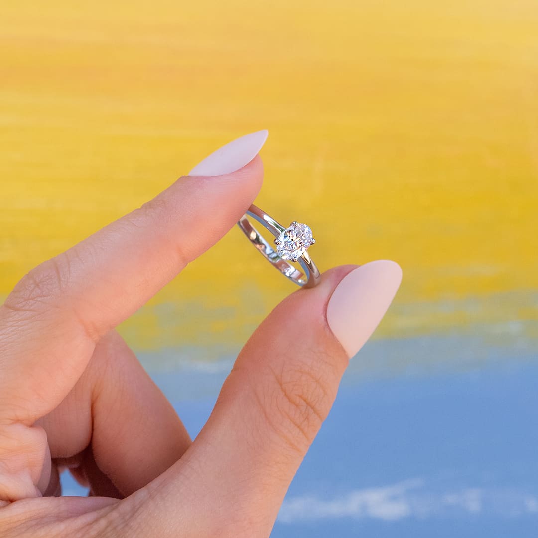 1.33 CT Oval Cut Solitaire Moissanite Engagement Ring
