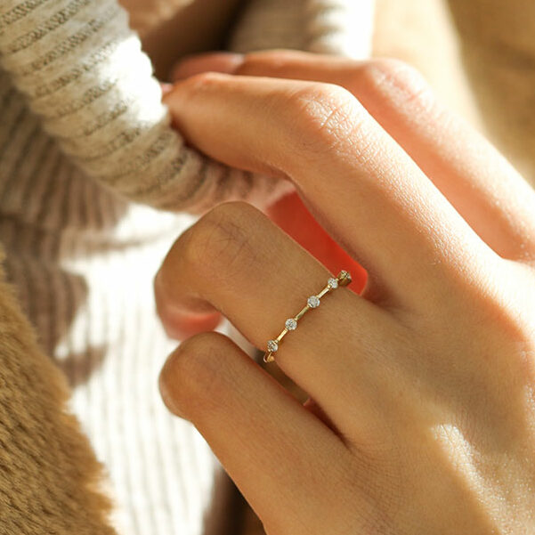 0.30 TCW Round Cut Dainty Pave Setting Moissanite Wedding Band