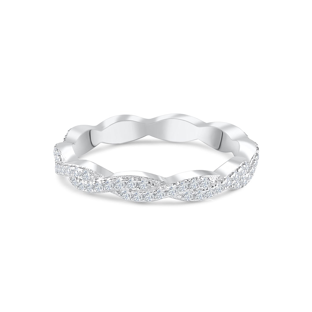 0.34 TCW Round Twisted Style Moissanite Wedding Band
