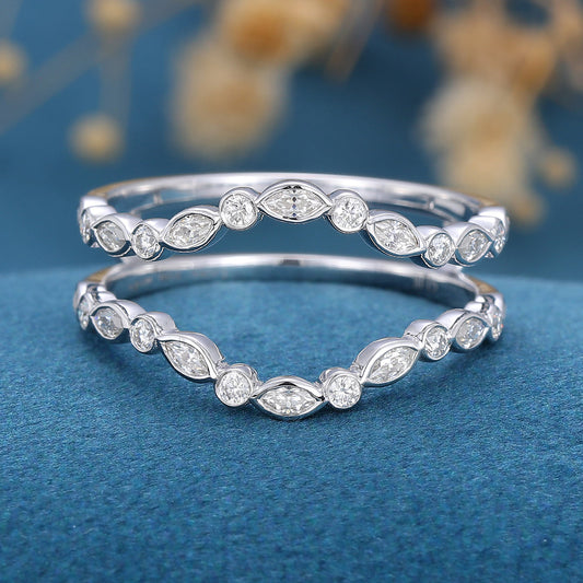 3.60 CT Round & Marquise Shaped Moissanite Unique Wedding Band