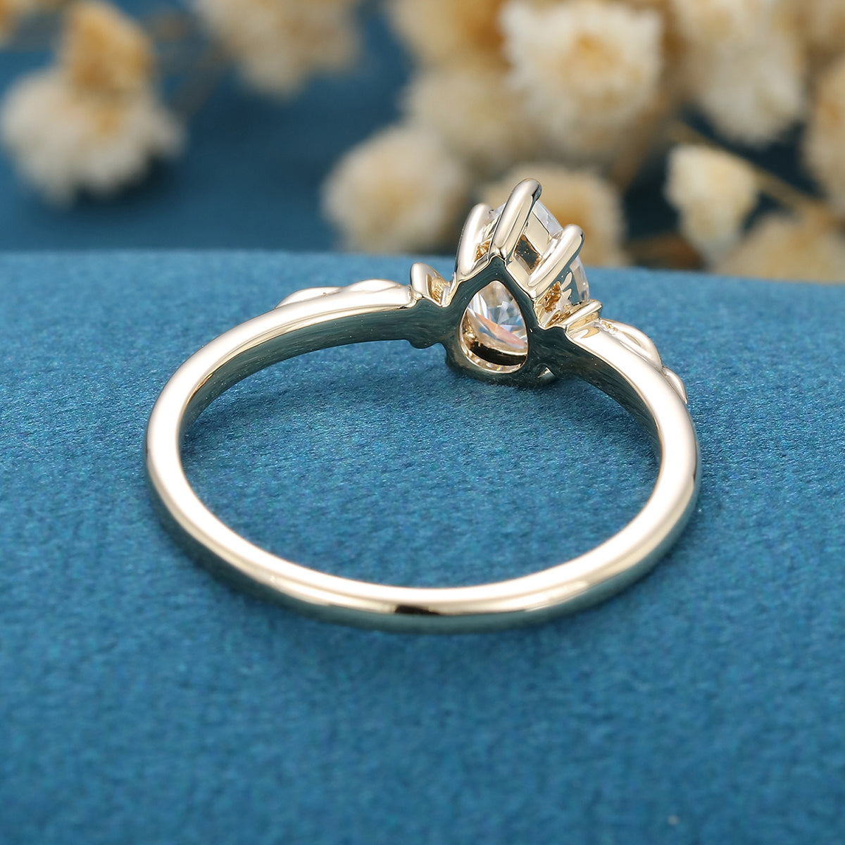 0.69 CT Pear Shaped Moissanite Vintage Solitaire Engagement Ring