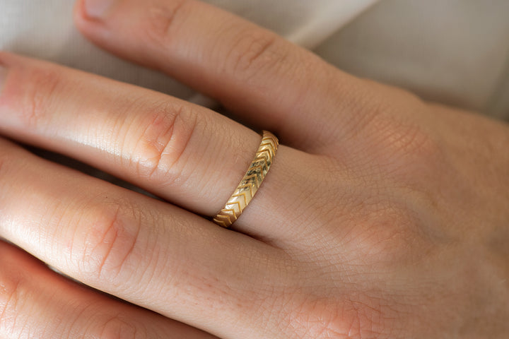 Men's Wedding Band with Engraved Geometric Pattern