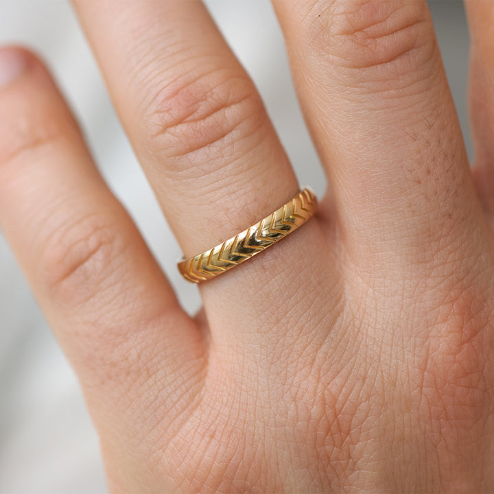 Men's Wedding Band with Engraved Geometric Pattern