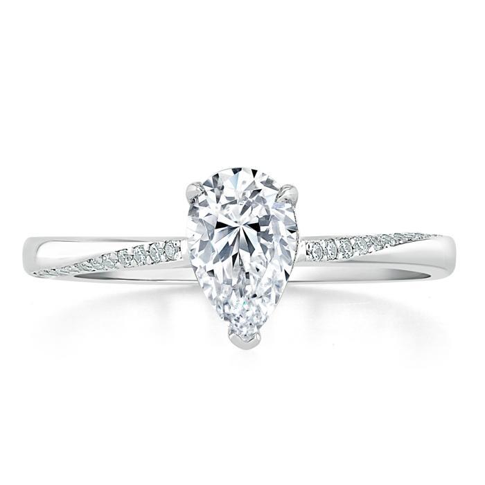 0.75 CT Pear Cut Solitaire Moissanite Engagement Ring