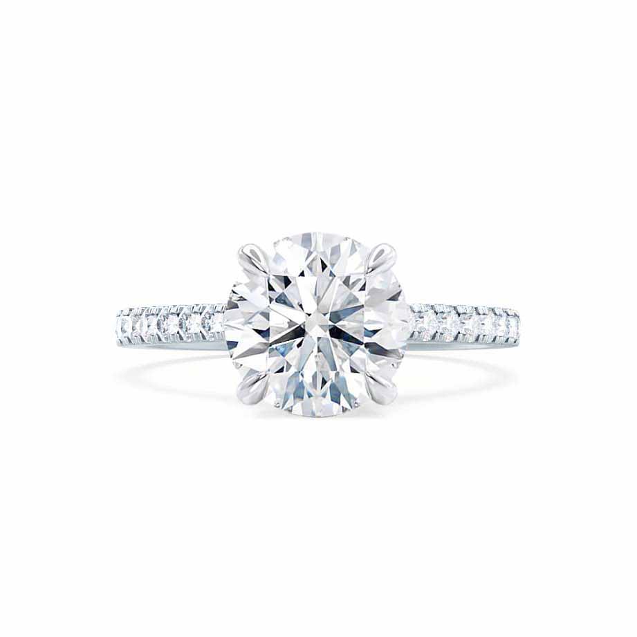 1.20 CT Round Shaped Moissanite Solitaire Pave Style Engagement Ring