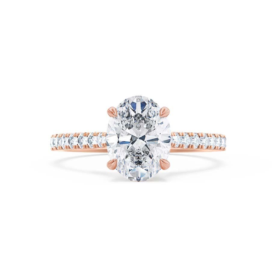 1.50 CT Oval Shaped Moissanite Solitaire With Pave Setting Engagement Ring