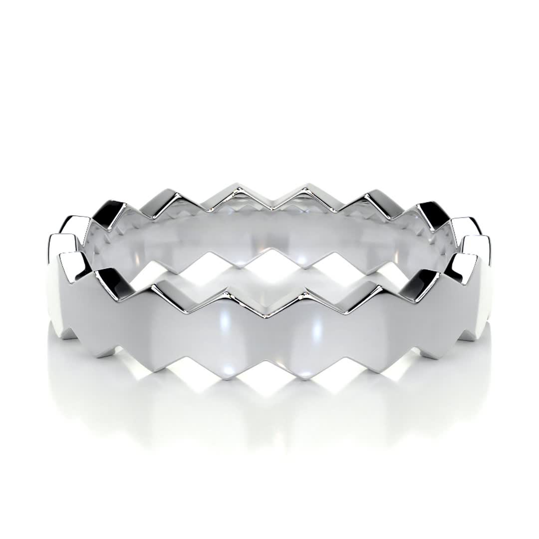 Hexagon Form Polished Finish Classic Men's Band