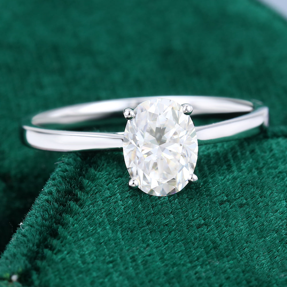 1.33 CT Oval Shaped Moissanite Solitaire Engagement Ring