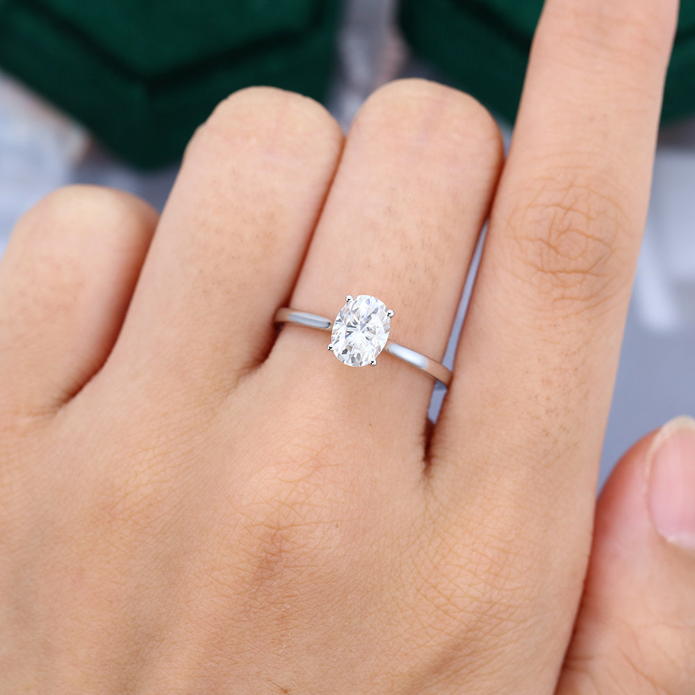 1.33 CT Oval Shaped Moissanite Solitaire Engagement Ring