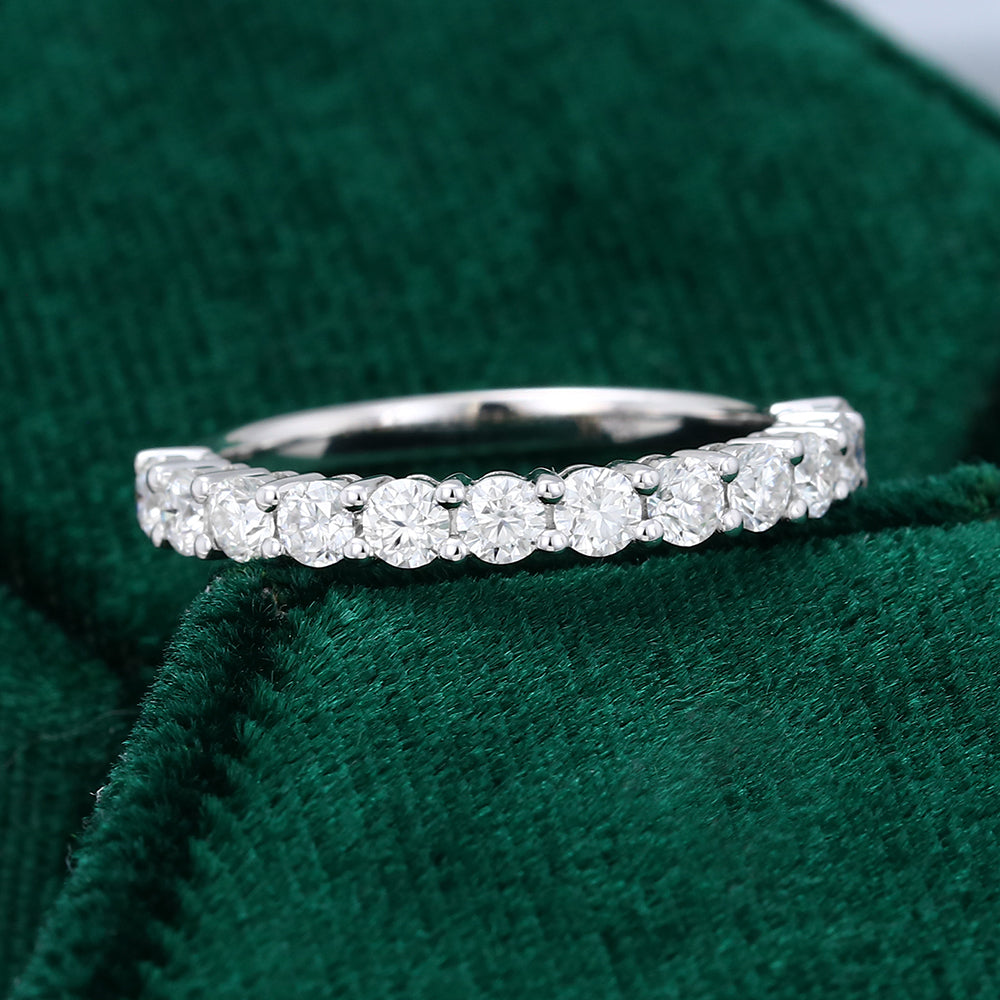 0.78 CT Round Moissanite Half Eternity Wedding Band