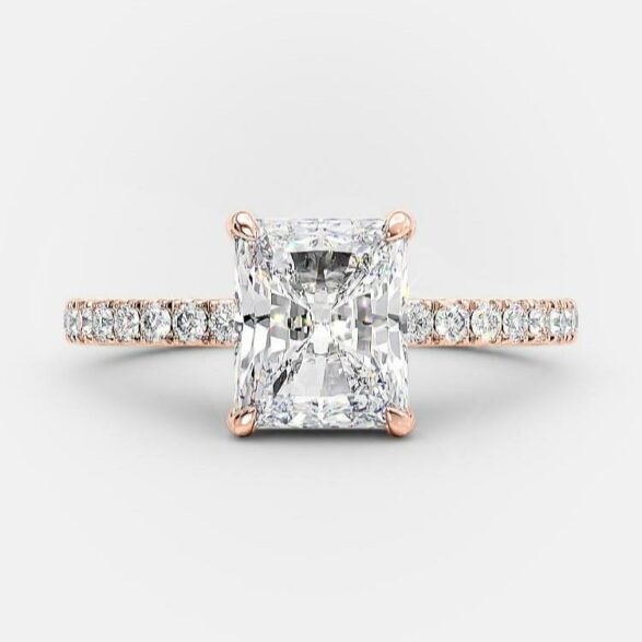 1.67 CT Radiant Hidden Halo & Pave Moissanite Engagement Ring