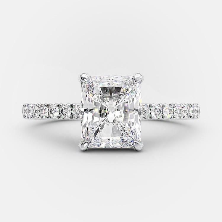 1.67 CT Radiant Hidden Halo & Pave Moissanite Engagement Ring