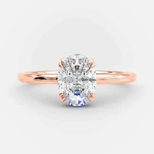 1.33 CT Oval Solitaire Hidden Halo Style Moissanite Engagement Ring