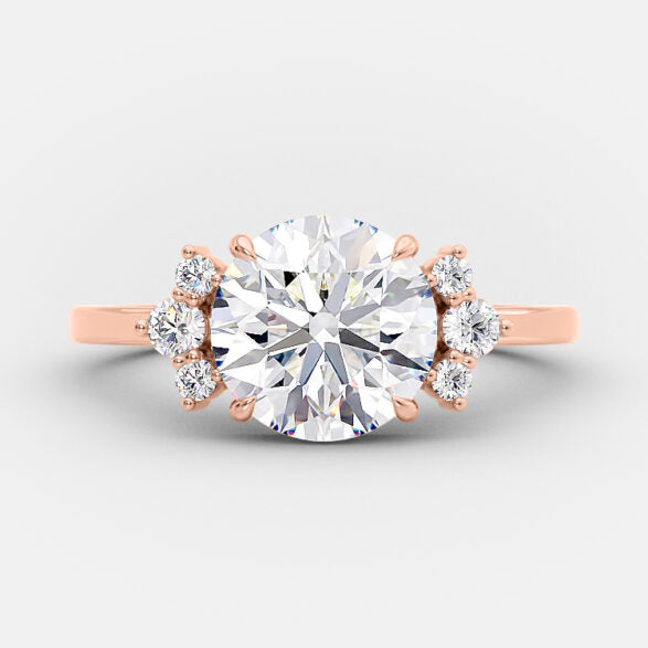 2.0 CT Round Cluster Style Moissanite Engagement Ring